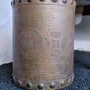 19th Century Hammered Brass Umbrella Stand Bucket Waste Basket